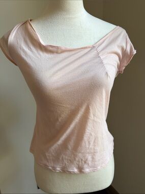 PANACEA Women's Light Pink Lightweight Short Sleeve Scoop Neck Top Size Small